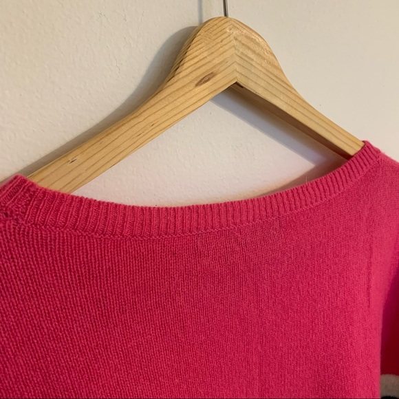 360 Cashmere 3/4 Sleeve Striped Boat Neck Sweater in Pink, Size M - Picture 9 of 11